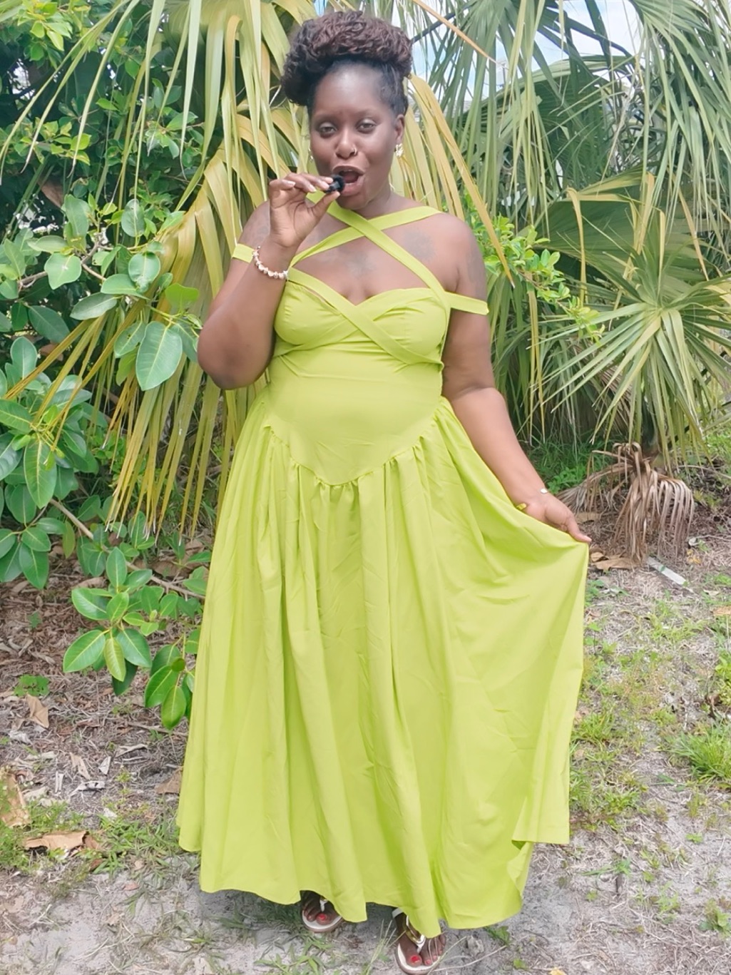Shein Lime Green CrossStrap Maxi Dress